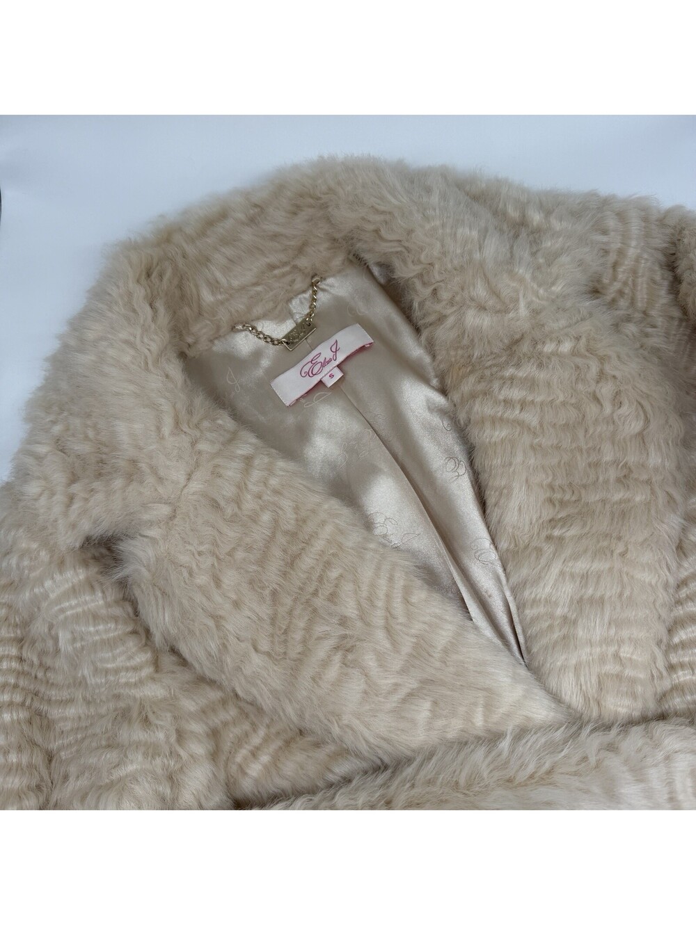 Eliza J Nordstrom Faux Persian Lamb Coat Chic Luxury Cozy Cream Womens S